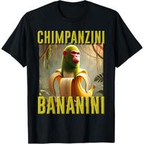 Chimpanzini Bananini AI Generated Character Italian Brainrot T-Shirt S juoda