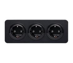 Aigostar - 3 lizdų SCHUKO sieninis lizdas su rėmeliu, 250V/16A, juodas