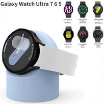 Silicone Charging Seat For Samsung Galaxy Watch 8/7/6/5 40mm 44mm Ultra 47mm Charging Stand Storage Seat Watch 8 Classic 46mm šviesiai mėlyna spalva