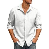 Men's Loose Fit Long Sleeve Shirt Classic Collar Button Down Shirt Casual Vintage Style Breathable Fabric Suitable for Work Outdoor Daily Wear L balta