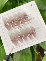 Handmade Galaxy Diamond Luxury Bride Nail Tip Lustrous Crystal Clear Classy Removable XS