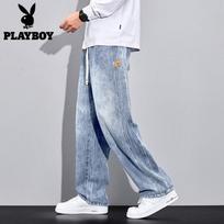 PLAYBOY Men's American Retro Straight Leg Casual Jeans 2XL(33/34) šviesiai mėlyna spalva