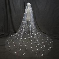One Layer White Butterfly Wedding Veils Butterfly Head Gauze  Bride Wedding Dress Accessories 150x150cm