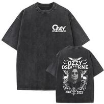 Ozzy Osbourne Vintažiniai skalbti šikšnosparnio grafikos Oversize Unisex Sunkiojo Metalo Roko Marškinėliai Gerbėjams Unisex Ir Moteriški Marškinėliai M įvairiaspalvis