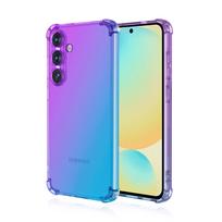 For Samsung S25 Ultra Edge Rainbow Gradient Transparent Case For Galaxy S24 FE S23 Four Corners Shockproof Soft Silicone Cover For Galaxy S24 FE beige