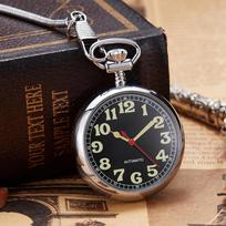 Fully Automatic Mechanical All-Copper Pocket Watch Flip, Trendy Fashion Classic Roman Character Retro Lanyard Mechanical Pocket Watch sidabras