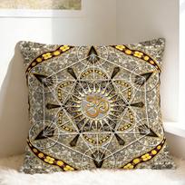 Luxury Golden Mandala Om Pillow Case Square Pillow Cover For Wedding Party Home Decor Cute Funny Pillowcases Peach skin 18*18(CM)-1Pcs