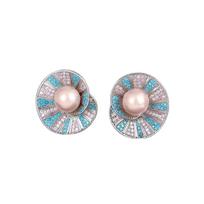 Light Luxury Colored Rhinestone Heart-Shaped Stud Earrings for Women Fashion Geometric Hollow Metal Earrings Wedding Jewelry