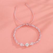 Love Four-leaf Clover Transfer Bead Hand Rope Pure Hand-woven Versatile Bracelet Light Luxury Niche High-end Gift
