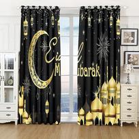 Luxury Islamic Traditional Festival Eid Ramadan Festival Muslim Curtains Living Room Bedroom Home Decor Curtains 2 Panels 100W130H(CM)40x51in&Hook