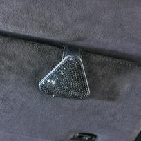 Automobilinis skydelis nuo saulės Akinių segtukas Deimantinis trikampis Magnetiniai akiniai Dėkliuko laikiklis Bilietų kortelių laikiklis Bling Automobilių interjero priedai juoda