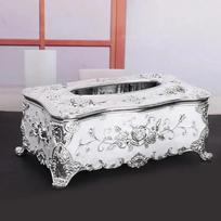 Luxury Tissue Box European Style  Napkin Holder Napkin Case Rose Patterned Paper Rack Table Accessories Home Car Case Holder Silver