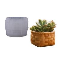 Flexible Silicone Woven basket Planter Mold Jewelry Making Tool Silicone Texture for Easy Demolding and Multipurpose Use 1 gray