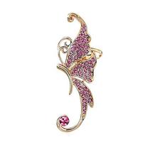 1Pc Ear Cuff Clamp Fine Workmanship Anti Rust Jewelry Rhinestone Butterfly Wing Ear Cuff Clip Earring for Club