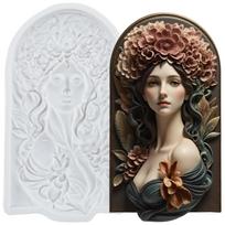 Deivės silikoninės formelės Vintažinis rėmelis Moters avataras Fondanto formelė Torto dekoravimo įrankiai Kekso viršus Saldainiai Derva Molio Šokoladas Gumpaste formelė pilka spalva