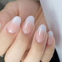 Omber Press On Nail Short Almond Gradient Natural Fake Nail Glossy Full Cover False Nail for Women and Girls Gifts 1