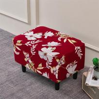 Flowers Footstool Cover Stretch Spandex Slipcover Protector For Living Room Home Decor Chair Case