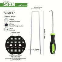 100/200/400pcs 6 Inch Hot-dip Galvanized Landscape Staples Plant Cover Stakes 11 Gauge Tent Stakes Garden Stakes + Gaskets 100pcs