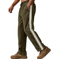 Corduroy Relaxed Fit Sweatpants for Men with Drawstring Waist Mens Joggers with Pockets Baggy Sweatpants Men Casual Mens Work Pants L armijos žalia spalva