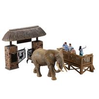 Kaiyodo ART PLA Tourist and African Elephant Set Scale Unpainted Unassembled Plastic Model Kit Color 1/35 (Molded AP010)