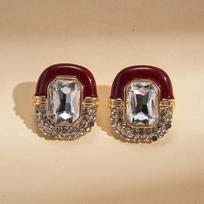 Luxury Cubic Zirconia Geometric Stud Earrings for Women Exquisite Colored Drip Oil Oval Irregular Earrings Fashion Party Jewelry