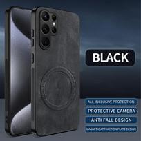Magsafe Magnetic Luxury Solid Color Leather Lightning Phone Case For Samsung Galaxy S26 Ultra S24 S21 S22 S23 S25 Ultra Plus FE Galaxy S22 5G