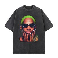 2026 Dennis Rodman Vintažiniai skalbti marškinėliai Vyriški Moteriški Šaunūs Hip Hop Gotikiniai Oversized Marškinėliai Apvalia Kaklo Apykakle Aukštos Kokybės Madingi Marškinėliai Streetwear S įvairiaspalvis
