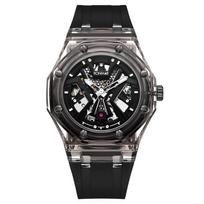 Automatinis mechaninis laikrodis Glacier Skaidrus korpusas Atsparus vandeniui Šviečiantis Daugiasluoksnis Trijų matmenų tuščiaviduris Mechaninis laikrodis gray