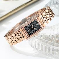 Ladies Fashion Steel Belt Small Square Watch Luxury Diamond Inlaid Room Gold Steel Belt Student Watch Light Luxury Gold Plated