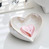 Love Drain Soap Dish Colorful Electroplated Lightweight Luxury Creative Bathroom No-Drill Ceramic Soap Holder Household Washbasin Storage Rack