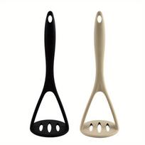 [2pcs] Silicone Potato Masher Set, Integrated Mashing Tool in Khaki And Black. 2pcs black
