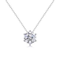 Factory Dropshipping Necklaces Luxury Gem Chain 1ct 2ct Round Brilliant Moissanite Necklaces Women Fine Silver Necklaces 45cm/18inches&N13176-1ct