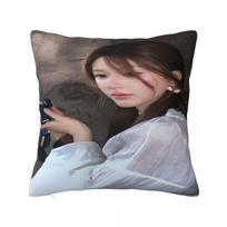 Zhao Lusi Pillow Cover Rosy Polyester Pillow Case Cushion Cover Cute Funny Pattern Pillowcases For Sofa Home Decoration Peach skin 18*18(CM)-1Pcs