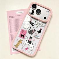 Applicable to Apple 16/17Promax transparent ins kitten mobile phone case, spring iPhone15 anti-drop protective case 14. apple 11