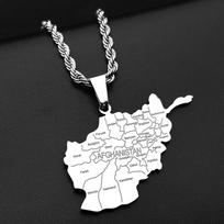 Afganistano žemėlapio provincijos pavadinimo pakabukas ant grandinėlės vyrams moterims nerūdijančio plieno auksinės spalvos nacionalinė hip-hop grandinėlės papuošalo dovana black