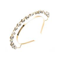 Luxury Slim Gold Wave Headband Sparkly Oval Crystal Rhinestone Hair Loop Elegant Wedding Bridal Thin Tiara Headpiece Women