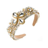 Handmade Seed Bead Embroidered Headbands Luxury Padded Hairbands White Crystal Tiara Vintage Bridal Headpieces