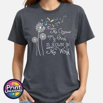 Bob Dylan Lyrics Printed T-Shirt Blowin In The Wind Dandelion Tee Music Peace M