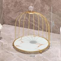 Luxury Iron Art Cosmetic Shelf Double-layer Large-capacity Makeup Storage Shelf Dressing Table Bird Cage Holder Makeup Organizer