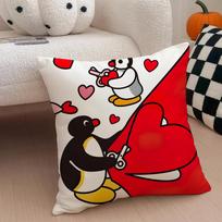 Cute Stopmotion Swiss Cartoon P-Pingu Cushion Cover Throw Pillow Cover Hidden Button Durable Polyester Chair Cushion Peach skin 18*18(CM)-1Pcs