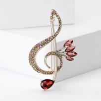Luxury Rhinestone Music Note Brooches for Women Unisex Glamour Pins 5-color Available Casual Party Accessories Gifts