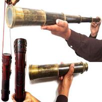 Žalvarinis Teleskopas Žiūronas Rytų Indijos Kompanija 1818 Seklys Pirato Žiūronas Optika 81.28 cm Didelis Rankomis Siūtas Odinis Dovana