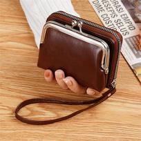 Women's Buckle Wallet Fashion Wrist Strap Short Coin Purse Retro Card Bags Large Capacity Multi Card Pocket Ladies Money Clip