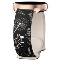 Graviruotas silikoninis laikrodžio dirželis pakeitimui, skirtas Samsung Galaxy Watch 6 5 4 Active 2 ir kitiems, 20 mm pločio, su kiaulpienės dizainu 6