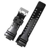Vakarų Europos silikoninė laikrodžio apyrankė skirta GA100/110/120/GA300 - Juoda Auksinė H Model Black Glossy