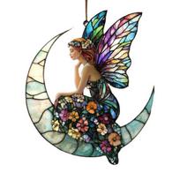Suncatcher Acrylic Stained Glass Effect Butterfly/Dragonfly/Fairy Ornament Window Hanging Decor Holiday Gift for Women Mom Grandma 10cm F