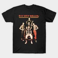 Men Black Print T-shirt Bay-City-Rollers No-Cut Transfer Paper Print Cotton Tshirt XL juoda