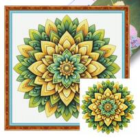 Mandala pilna 11CT PASIDARYK pats spausdinti kryželiu rinkiniai 40x40cm Kryželiu siuvinėjimo meno ir amatų rinkiniai pradedantiesiems suaugusiems namų dekoravimui yellow