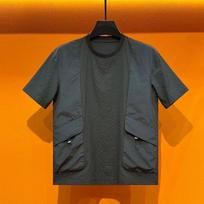 Men's Summer American Style Trendy Luxury Patchwork Loose Crew Neck Casual Fashion Short Sleeve T Shirt Top M