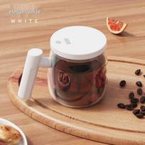 Portable Automatic Glass Blender Cup with Wood Grain Design for Coffee & Milkshakes
